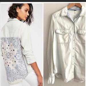 NWT Free People star back chambray shirt Sz S